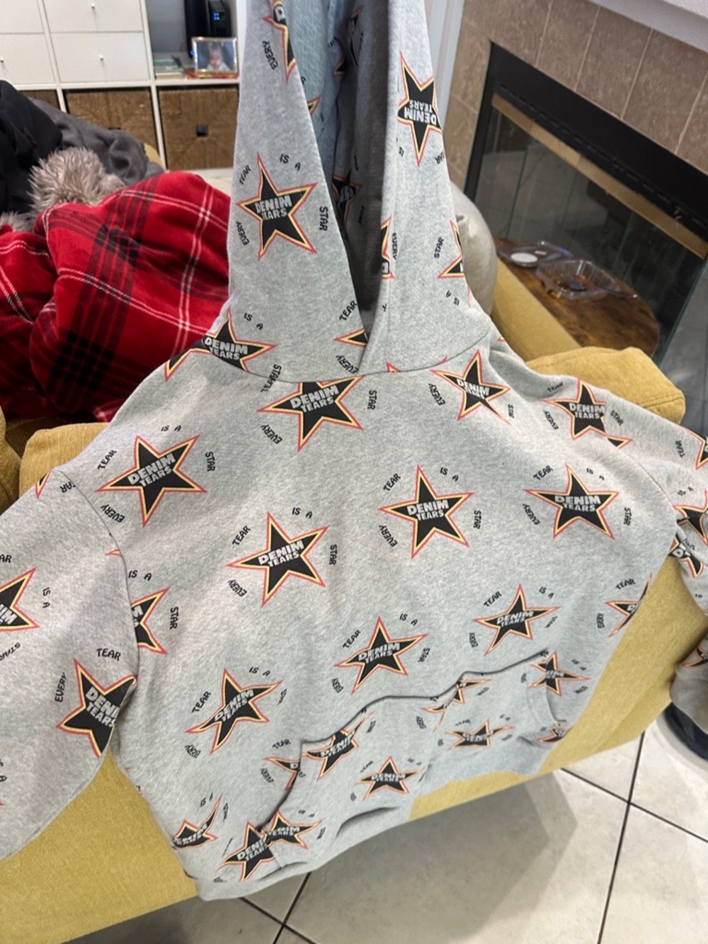 Denim Tears Men’s Gray Star Logo Hoodie Cardigan